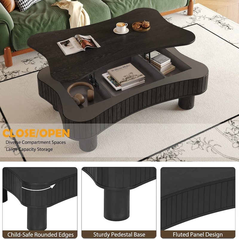 Rustic Lift Top Coffee Table with Hidden Storage