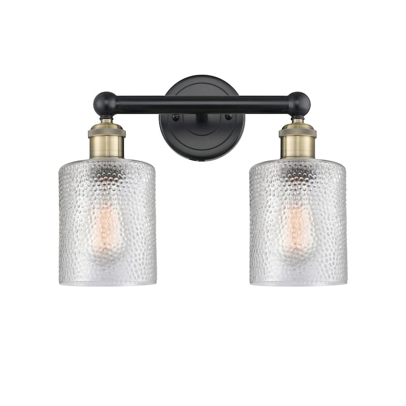 Innovations Lighting 616-2W-12-14 Cobbleskill Vanity Cobbleskill 2 - Black Antique Brass / Clear