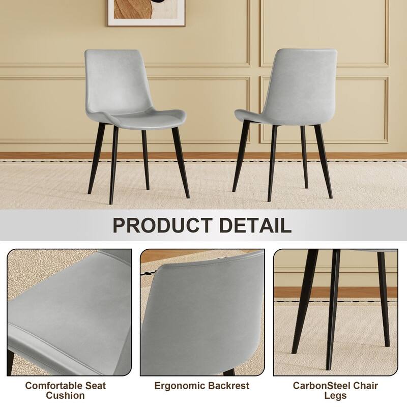 Modern 4-Piece Dining Chair Set - Ergonomic PU Leather & Sturdy Steel Legs