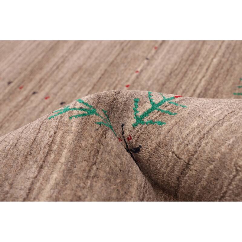 ECARPETGALLERY Hand Loomed Kashkuli Gabbeh Grey Wool Rug - 5'0 x 8'1