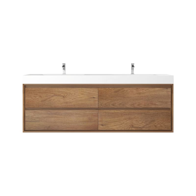 Morava 72" Floating Vanity with Double Sink - 72 - Teak Oak