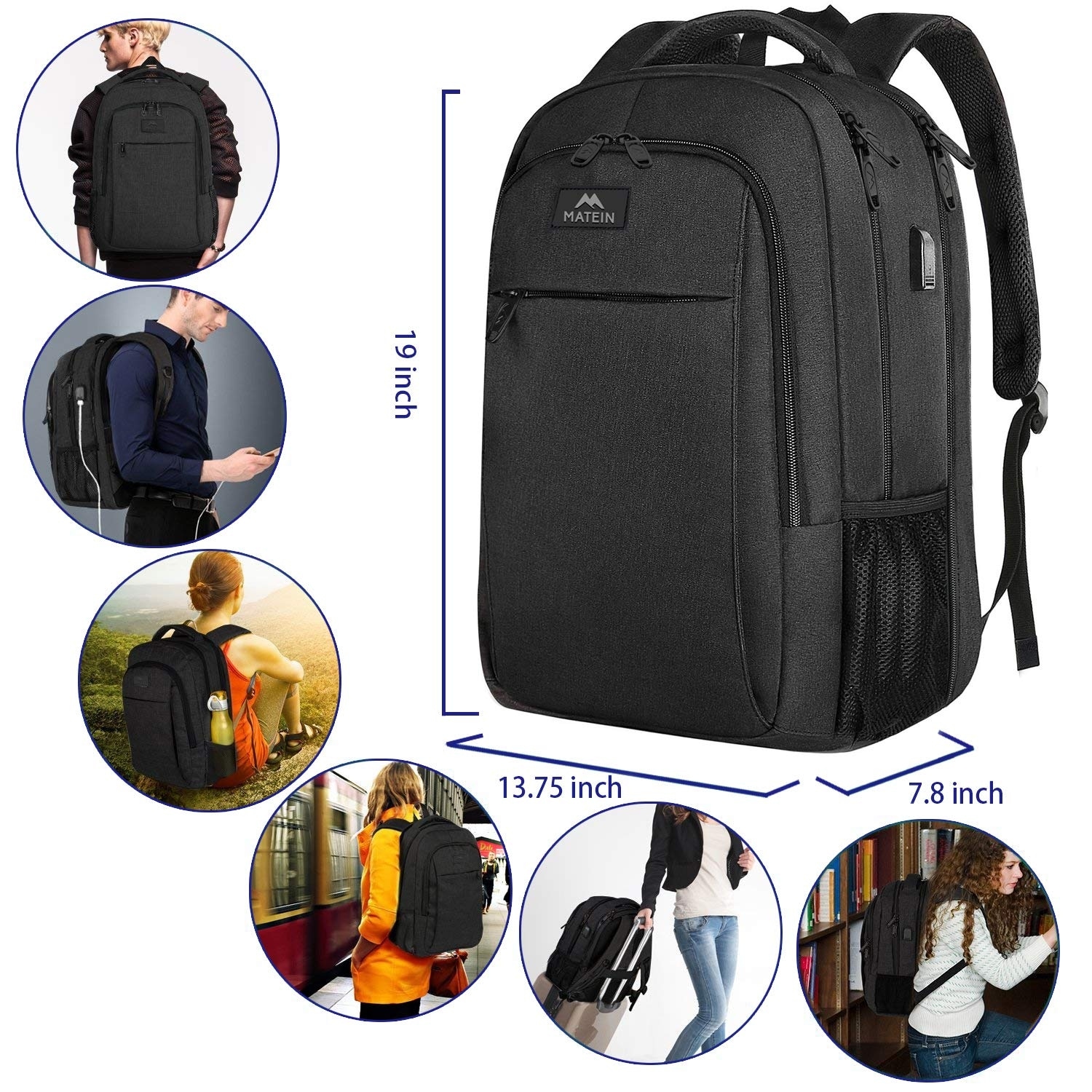 19 inch laptop backpack uk SHENGTS Travel Computer Backpack with USB Charging Port Business College Daypack Stylish Bag : Electronics easily carry around a computer laptop and overnight essentials Cshidworld 19 Inch Travel Laptop