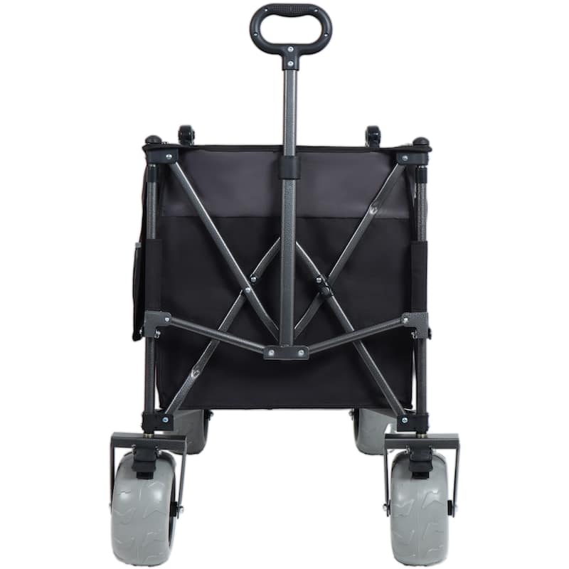 Multi-Functional Push-Pull Folding Wagon Cart With Rotating Handle & 9"X4" Beach Tires For Camping & Beach-300l Xl Heavy-Duty