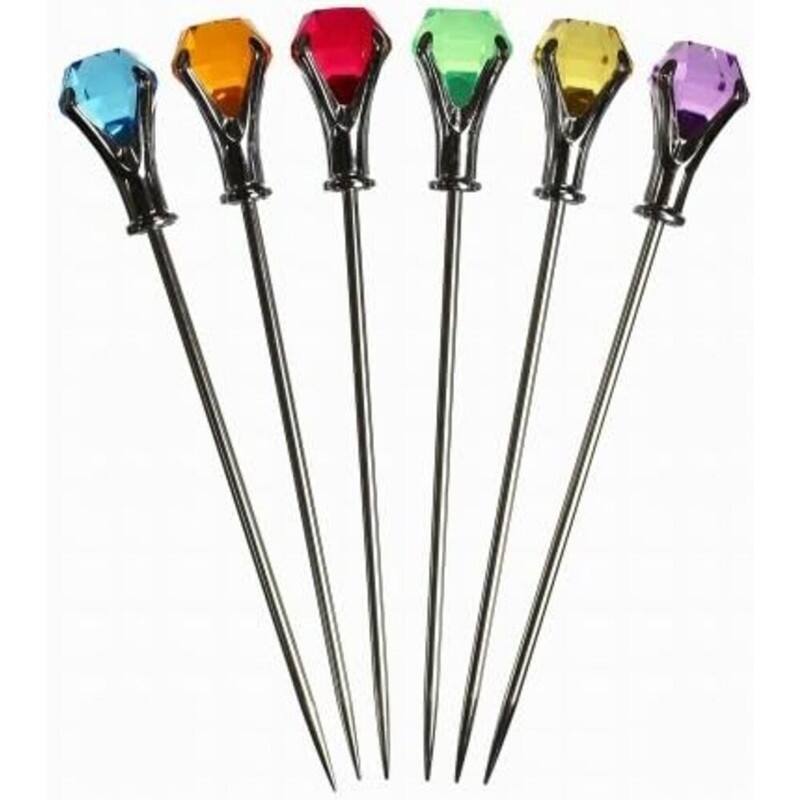 Prodyne DM-6-C Colorful Head Martini Picks Acrylic And Stainless Steel
