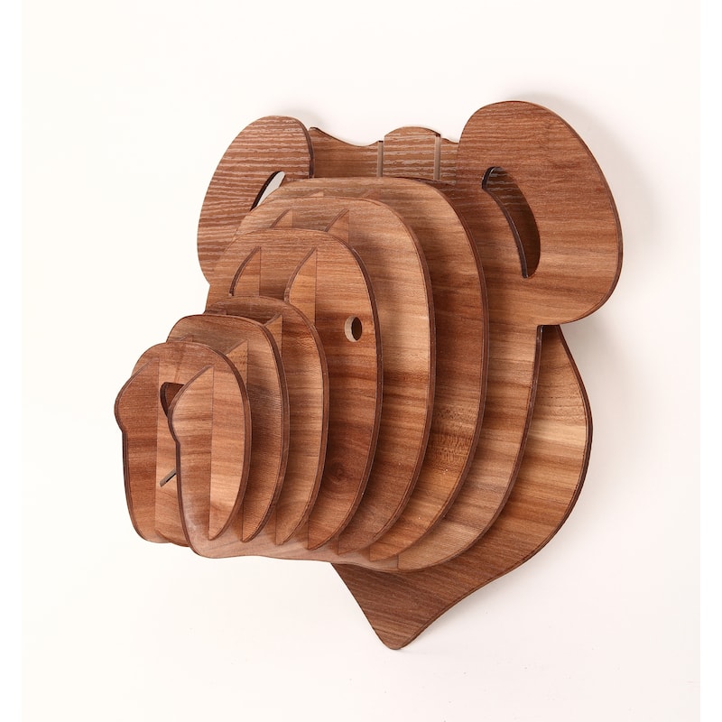 3D Faux Teddy Bear Head Wooden Sculpture