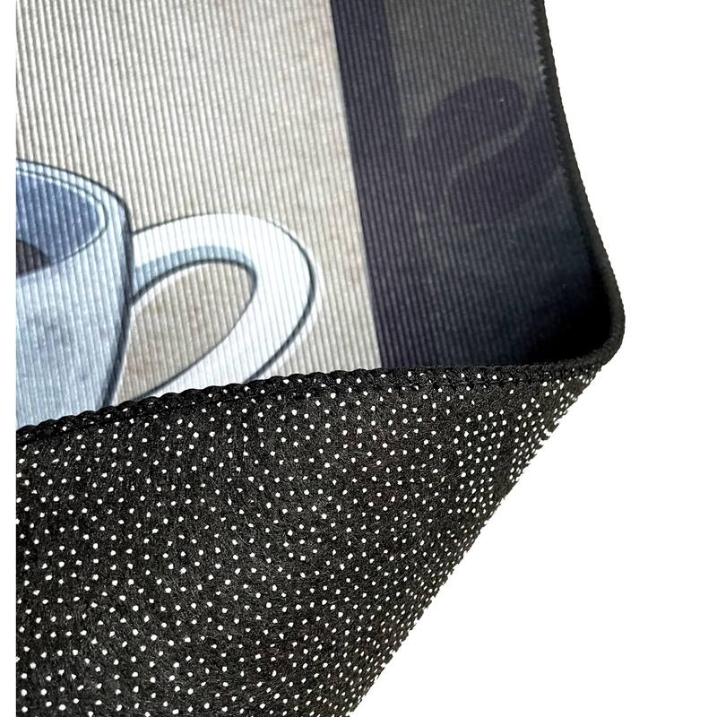 Black Coffee Modern Non-Slip Washable Low Pile Kitchen Mat - 28" x 17" - 28" x 17"