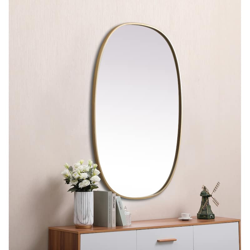 Indigo Home Metal Frame Oval Mirror 27x40 Inch