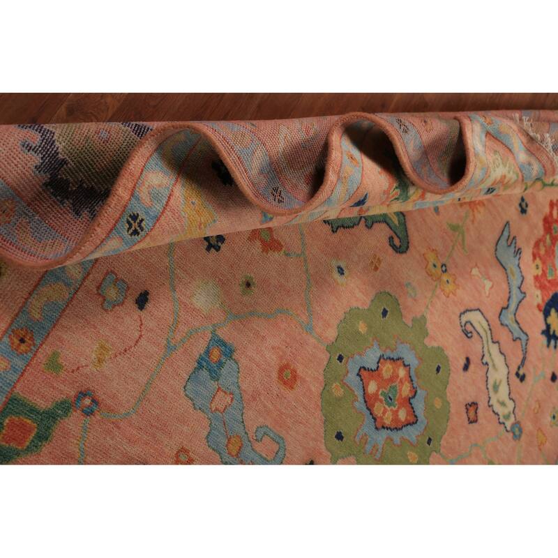 All-Over Floral Oushak Indian Large Rug Handmade Wool Carpet - 9'0"x 18'0"