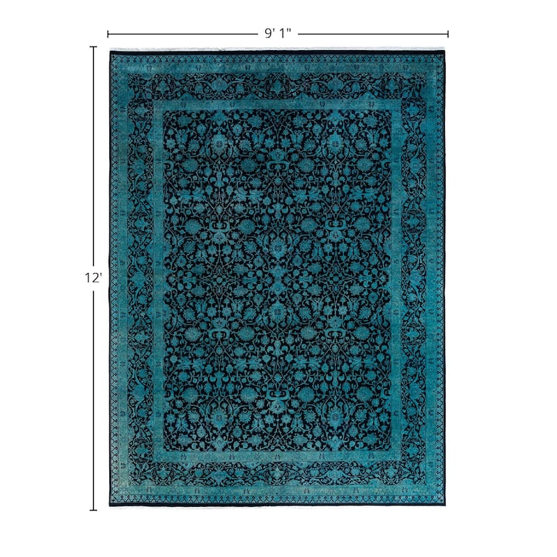 Fine Vibrance One-of-a-Kind Hand-Knotted Area Rug - Blue, 9' 1" x 12' 0" - 9' 1" x 12' 0"