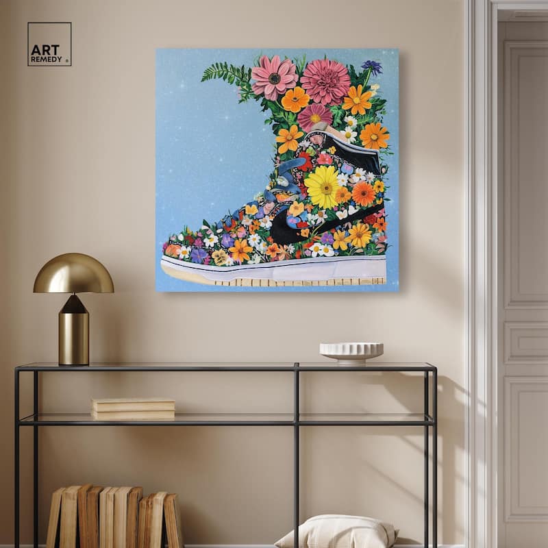 Blooming Floral Sneaker Canvas by Art Remedy, Gallery Wrapped