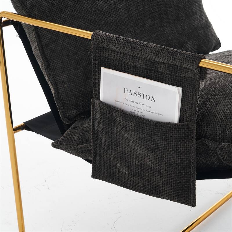 2 Sets 1 Case,Upholstered Hanging Armchair w/ Arm Pockets Metal frame