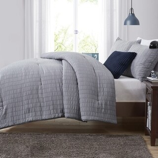 Mainstays Solid Blue 7 Piece Bed in a Bag Comforter Set with Sheets