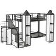 preview thumbnail 5 of 9, Nordic Creative Twin over Twin White+Black Castle-shaped Bunk Bed w/ Wardrobe Storage Bed & Multiple Storage Metal Bed Frame