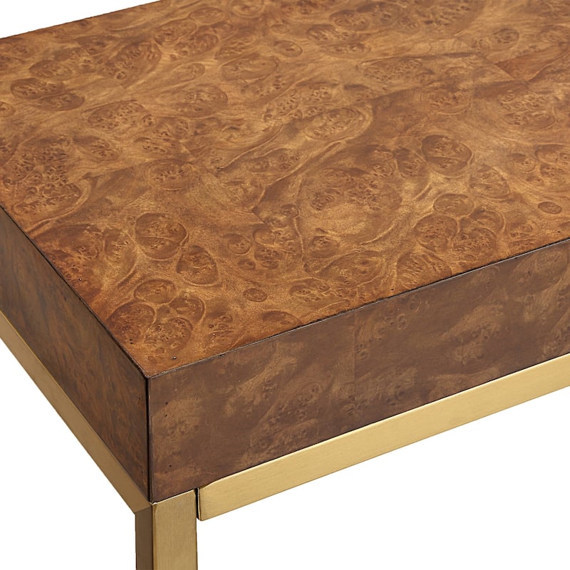 Burl Rectangular Console Table - 60" - Brown and Gold