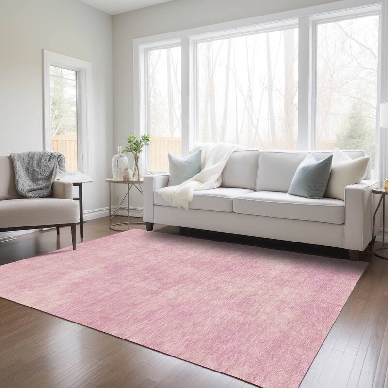 Machine Washable Indoor/ Outdoor Simple Solid Chantille Rug