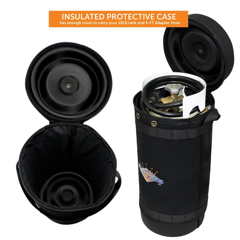 Flame King Gas Hauler Kit Carry Case, 10LB Propane Tank & Adapter Hose - 10"X18"
