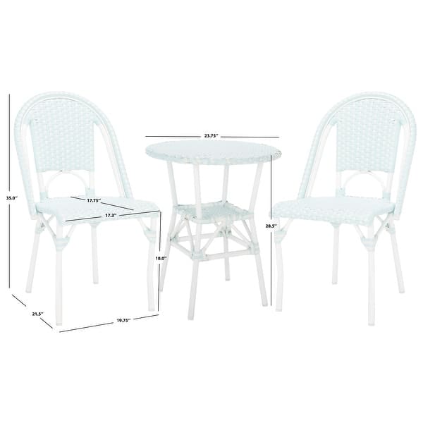 dimension image slide 3 of 7, SAFAVIEH Outdoor Living California 3 Piece Bistro Set