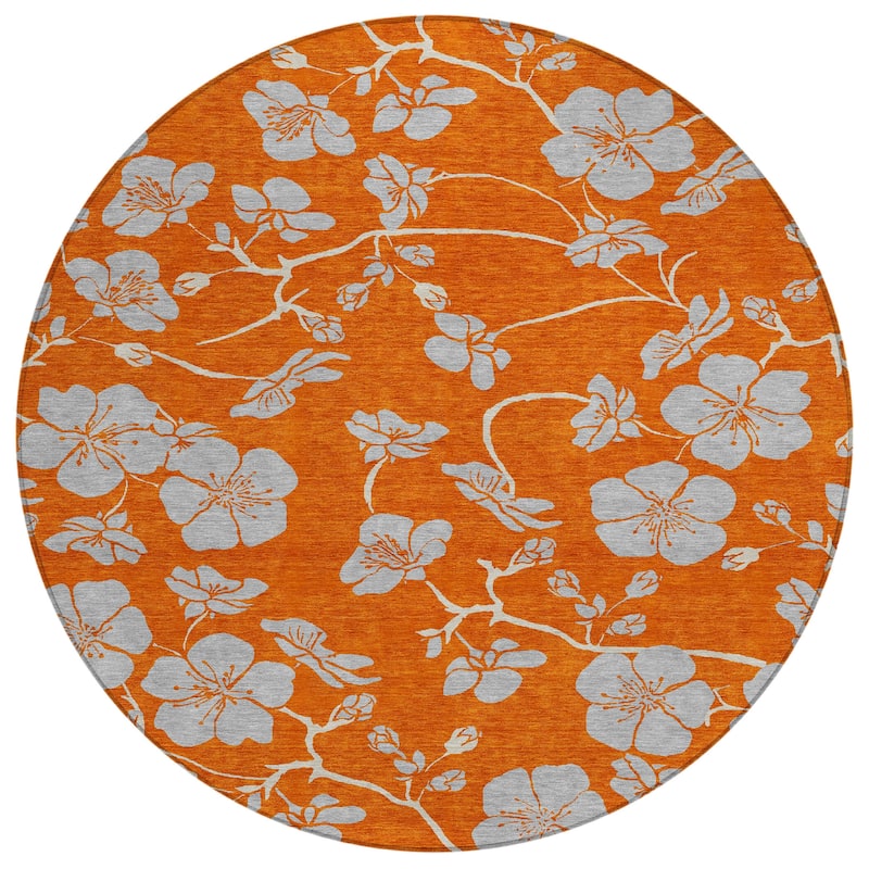 Machine Washable Indoor/ Outdoor Floral Zen Chantille Rug