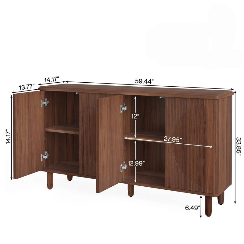 59" Modern Rustic Brown Buffet Sideboard Cabinet with Storage