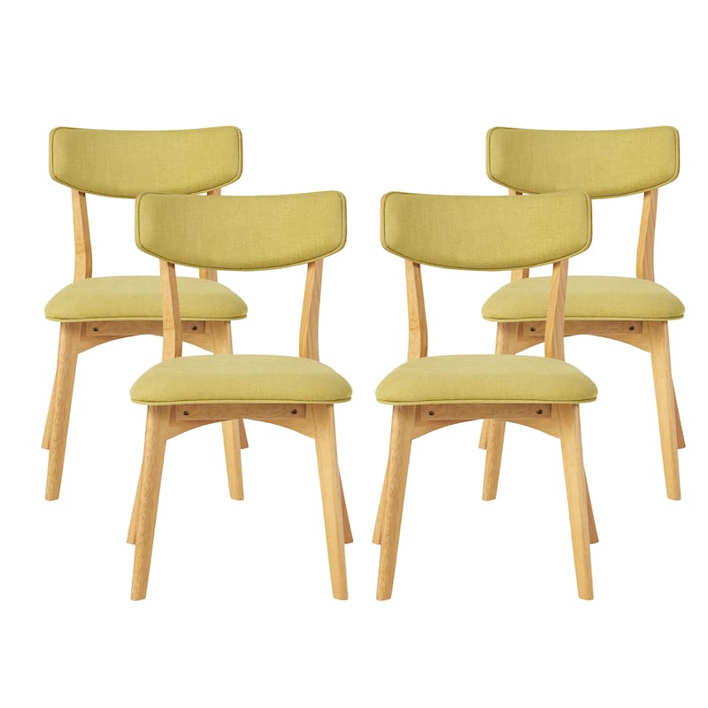 Chazz Mid-Century Modern Upholstered Rubberwood Dining Chairs (Set of 4) by Christopher Knight Home - Green Tea+Oak