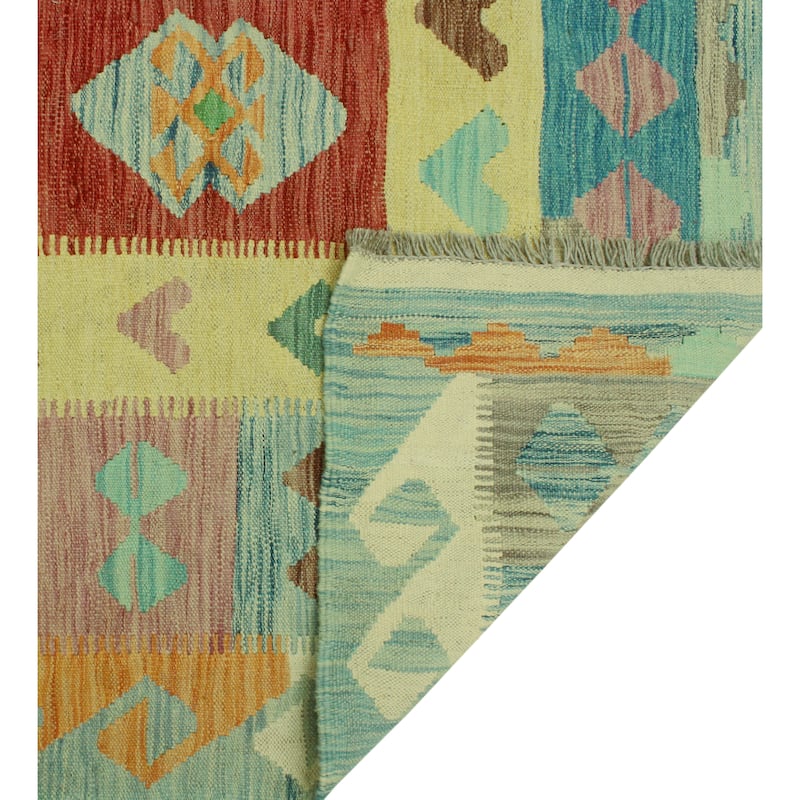 Sangat Flatweave Elisha Red/Gold Rug - 4'10" x 6'6"