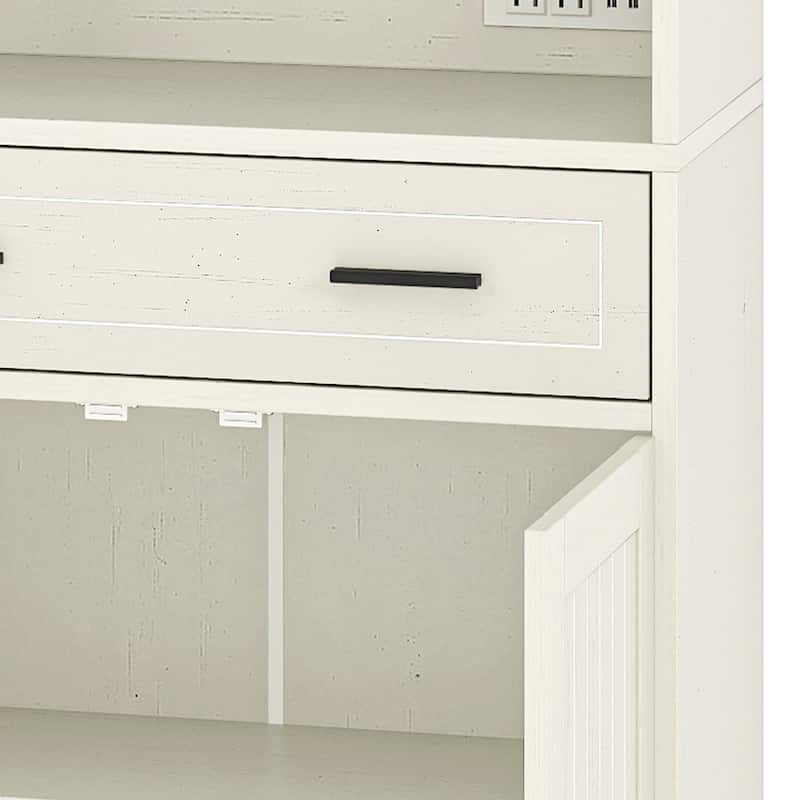 67" Kitchen Pantry Cabinets with Microwave Stand & Charging Station