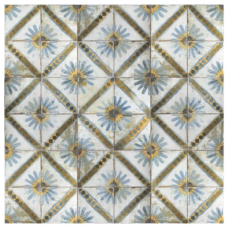 Merola Tile Kings Marrakech Blue 17-5/8" x 17-5/8" Ceramic Floor and Wall Tile