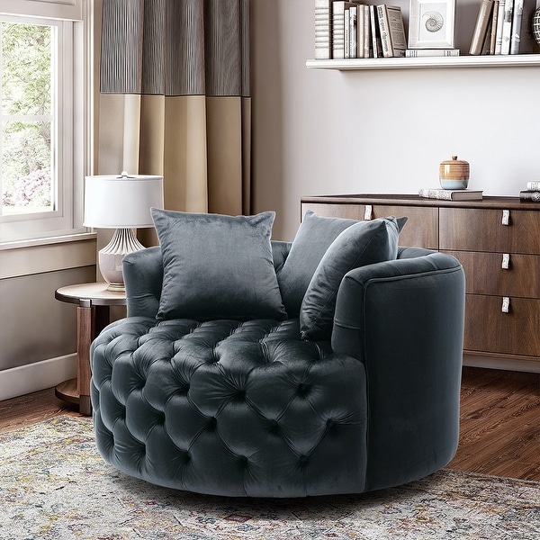 Modern Swivel Round Accent Chair Barrel Chair for Living