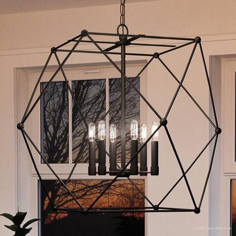 Luxury Contemporary Pendant Light, 26"H x 28"W, with Industrial Chic Style, Midnight Black Finish by Urban Ambiance