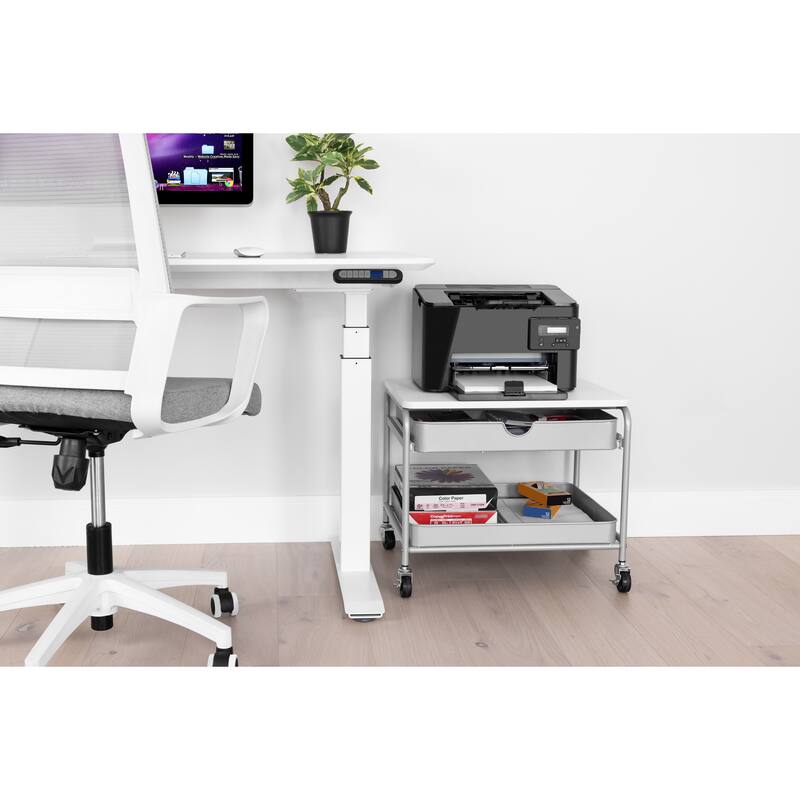 Seville Classics Under the Desk Storage/Printer Cart, Silver/White