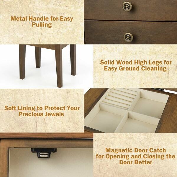 Shop Gymax Vintage Jewelry Armoire Chest Cabinet Box Organizer
