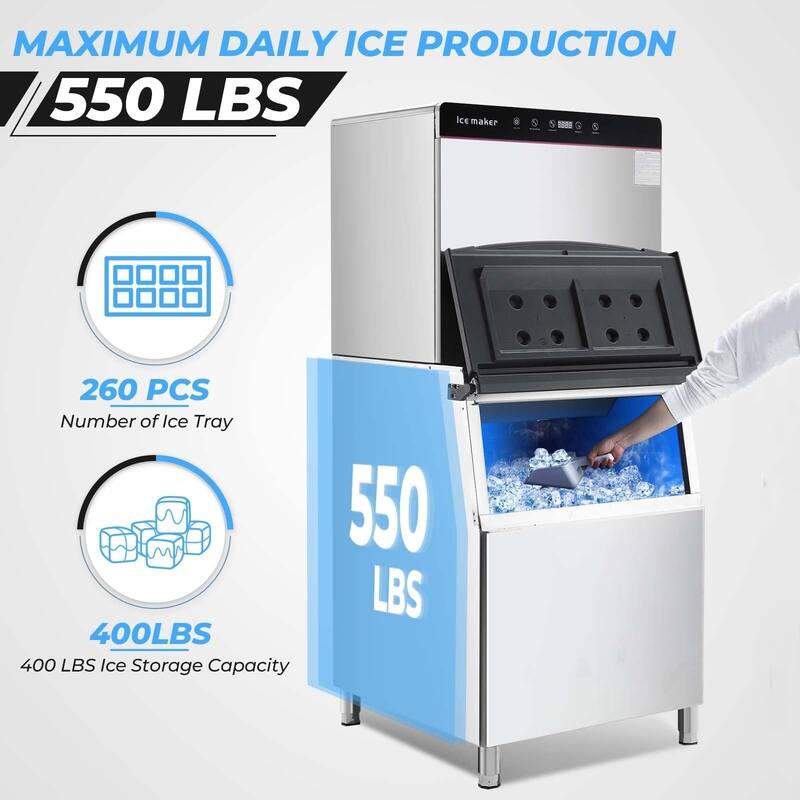 Commercial Ice Machine Industrial with 550LBS/1 Day Ice Maker