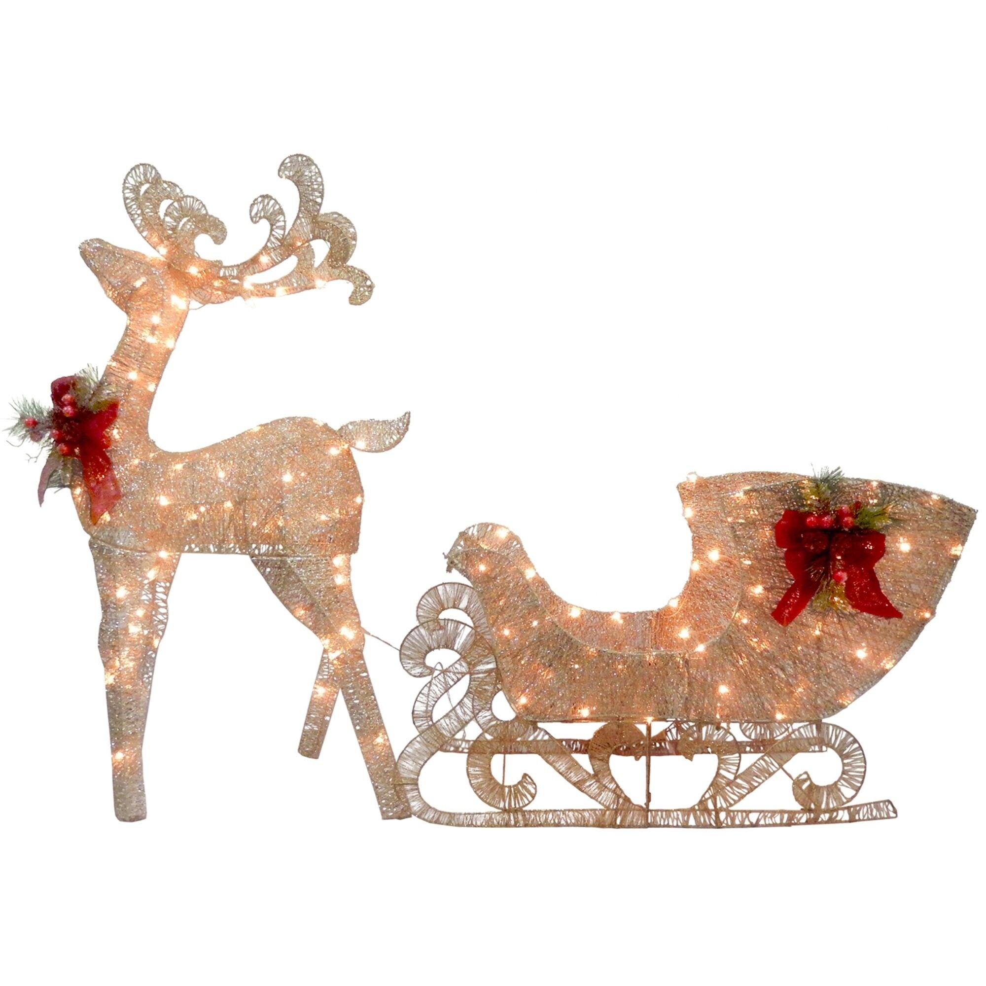 Shop 38 5 Champagne Gold Reindeer And Santa S Sleigh Christmas