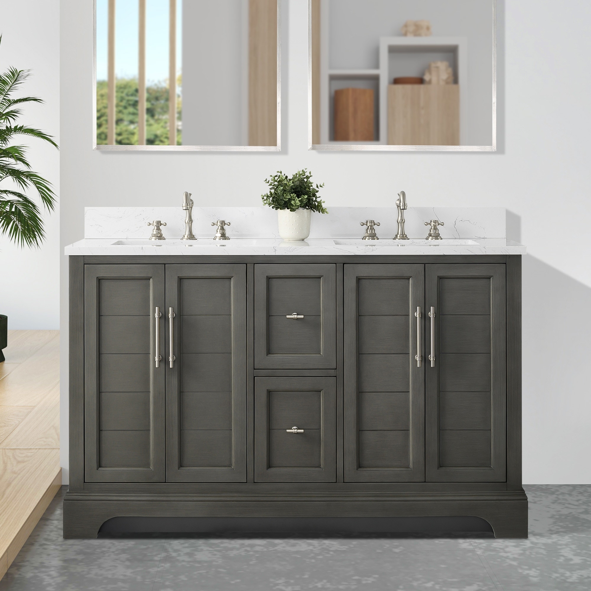 Vanity Art 54" Double Sink Bathroom Vanity with Top & Backsplash