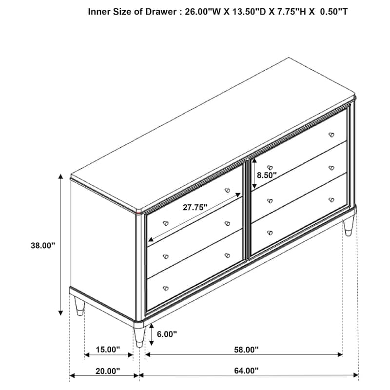 Emberlyn Mid-Century Modern 6-drawer Dresser Brown