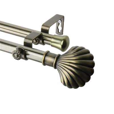 Scallop Double Curtain Rod - 13-16" Adjustable Drapery Rod - Elegant Home Decor - 120
