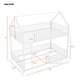 preview thumbnail 14 of 18, Twin Over Twin Metal Floor Bunk Bed with Safety Guardrails and Roof Design for Kids, House Shaped Bunk Bed Frame
