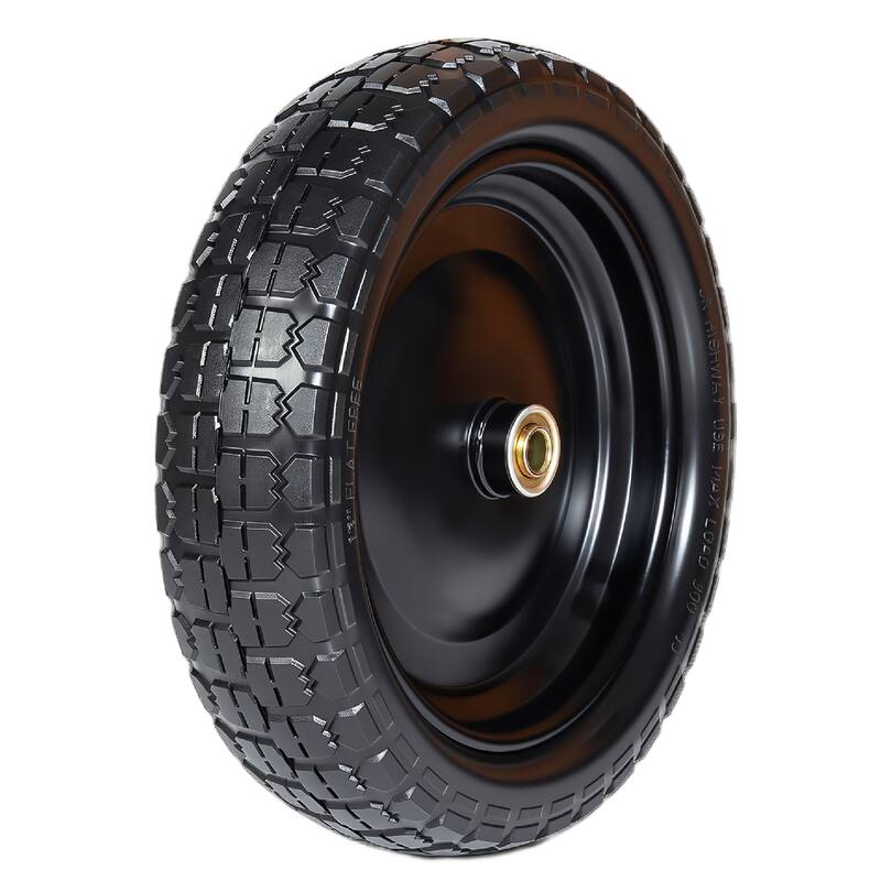 13 Inch Solid Rubber Tires 4.00-6 Flat Free Wheels with 5/8" Bearings 2.2" Offset Hub Replacement for Gorilla Cart (Set of 2)