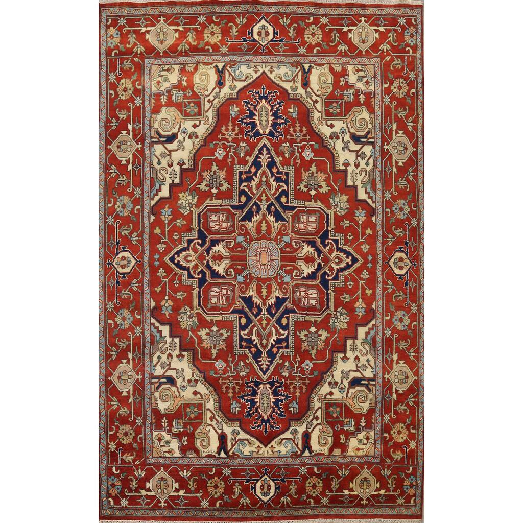 Geometric Heriz Serapi Oriental Area Rug Handmade Dining Room Carpet - 8'11" x 11'10"