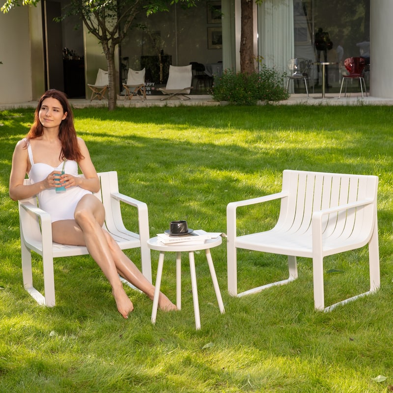 Werph 2 Person Patio Furniture Set, Outdoor Furniture Patio Table and Chairs Set, Blue/White