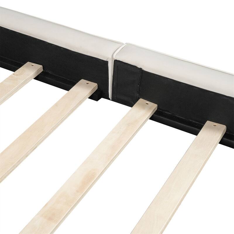 Queen Size Upholstered Platform Bed with Solid Frame and Headboard, Velvet Grounded Bed with Slats Support