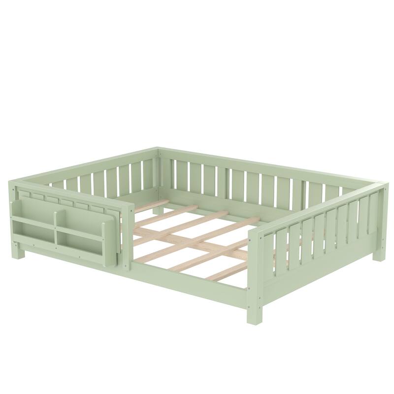 Full bed with built-in bookshelf and high-quality safety guardrail