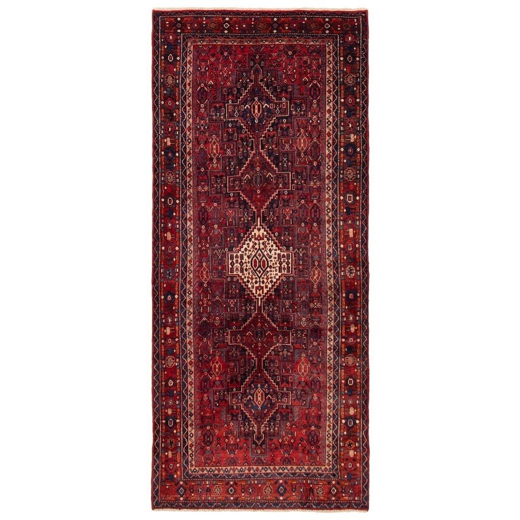 ECARPETGALLERY Hand-knotted Kayseri Vintage Red Wool Rug - 4'4 x 10'3