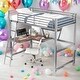 preview thumbnail 10 of 16, Twin Size Loft Bed With Built-in Desk And Shelf for Home Silver