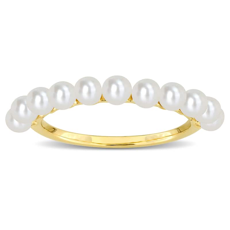 Miadora 3-3.5mm Cultured Freshwater Pearl Single Row Ring in 14k Yellow Gold