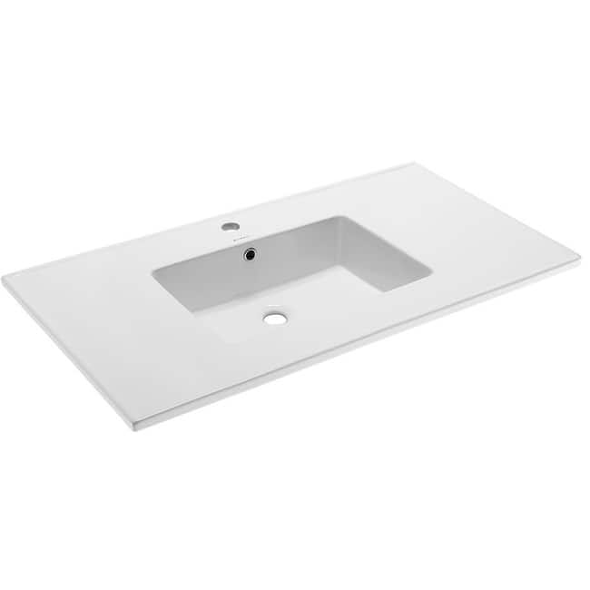 Swiss Madison Voltaire 38" Ceramic Vanity Top - 1 Pre-drilled Hole