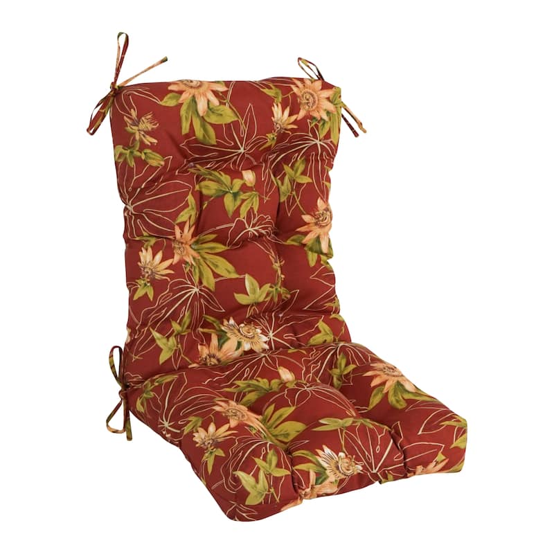 Multi-section Tufted Outdoor Seat/Back Chair Cushion (Multiple Sizes) - 18 x 38 - Passion Ruby