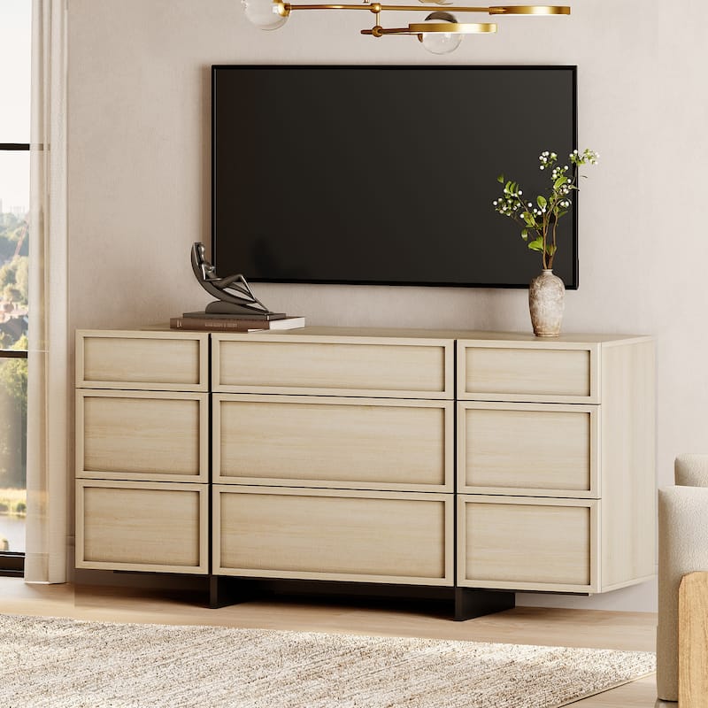 WAMPAT Modern Dresser for Bedroom, Wooden Chest of Drawers with T-Shaped Wood Legs