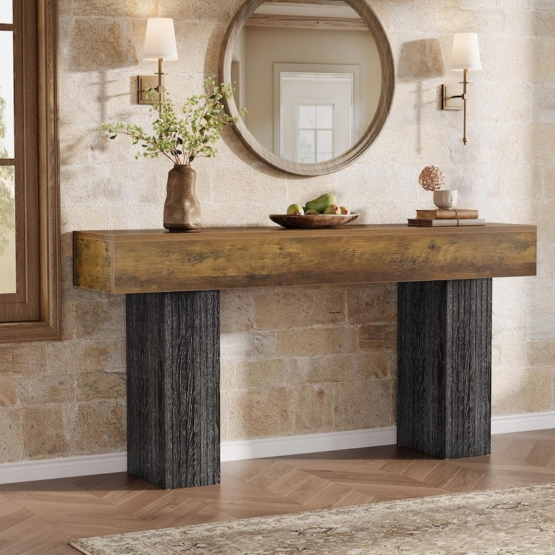 63-inch Long Entryway Table, Farmhouse Console Table Behind The Couch for Entrance, Hallway, Living Room
