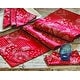 preview thumbnail 2 of 1, Bandana Pasiley Napkin Set Of 4 Red Cotton Machine Wash - 20 x 20